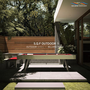 Table de billard d'extérieur convertible de luxe S.Q.F, toutes saisons, avec plateau de repas en cuir, pour villa, patio, toutes saisons - Product Image 2