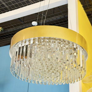 โคมไฟระย้าคริสตัลสไตล์นอร์ดิกแบบใหม่ปรับความสูงได้โคมไฟระย้ากลมสีทองสำหรับร้านอาหารโรงแรมวิลล่า - Product Image 4