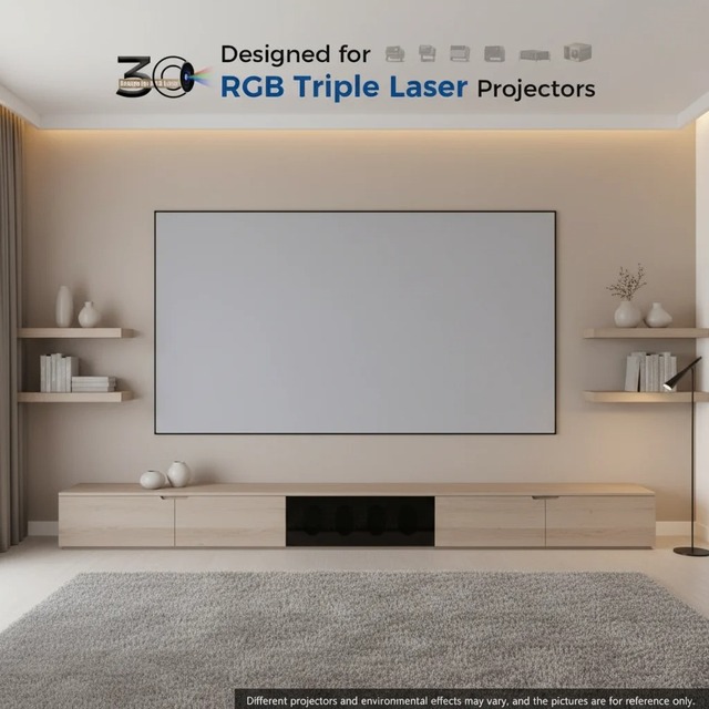 HEYU 2026 New 3C Anti-Speckle Fixed Frame Projector Screen Gray 8K Alr Screen for VisionMaster Max 4K RGB Triple Laser Projector
