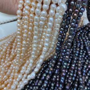 Collar de Perlas de Agua Dulce Naturales Nuevas, Perlas de Forma Barroca de 8 Caras, Perlas Semiterminadas de Color Blanco y Negro, Cuentas Sueltas - Product Image 4