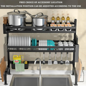 ชั้นวางจานสแตนเลส2ชั้นสำหรับคว่ำอ่างล้างจานชั้นคว่ำจานสำหรับวางบนอ่างล้างจานใหม่ - Product Image 3
