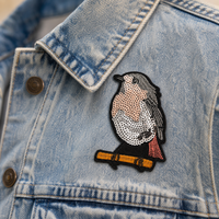 Fabricant de patchs à sequins personnalisés en forme d'oiseau, appliques brodées, designs variés pour vestes, sacs, chapeaux, vêtements, vente en gros