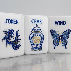 En Stock: Nuevo Set de Mahjong Americano Estético de 160 Piezas con Fichas de Acrílico de Lujo, Diseño Floral Costero Azul y Blanco Chinoiserie para Juego NMJL - Product Image 3