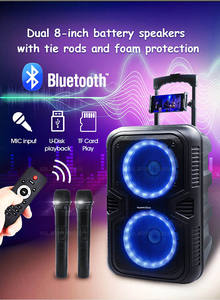 TS2802 doppia batteria da 8 pollici altoparlante senza fili palmare microfono esterno Karaoke altoparlante carrello con aste - Product Image 3