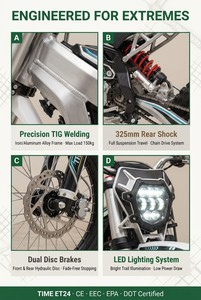 Vélo électrique tout-terrain à transmission par chaîne ET 2024 économique, vitesse maximale de 110 km/h, frein à disque double, adapté aux chemins accidentés et aux voyages en milieu agricole - Product Image 4
