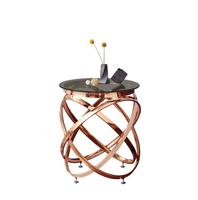 Ensembles de table basse ronde de luxe pour salon meubles en acier inoxydable or rose table basse table d'appoint en verre