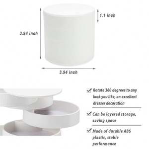 Boîte de rangement à bijoux à 5 niveaux, petit organisateur de boucles d'oreilles, plateau rotatif de voyage avec couvercle pour bracelets et bagues - Product Image 5