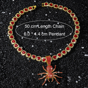 Collar con Colgante de Araña Roja, Diseño Popular de Hip Hop, Estilo Punk, Chapado en Oro y Plata, para Hombre, Joyería de Moda al por Mayor - Product Image 5