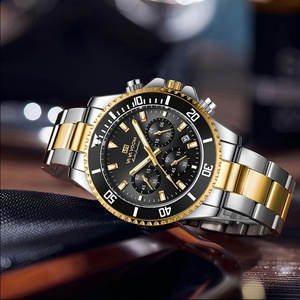 Montre de sport pour homme en acier inoxydable, série Green Swimmer, multifonctionnelle, or, coffret cadeau de luxe, haute qualité - Product Image 6