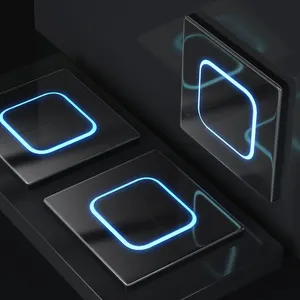 Nouveau design Indicateur LED bleu Interrupteur mural à clé unique Verre