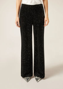 Women's <strong>trousers</strong> Loose Fit <strong>Black</strong> Glitter Straight Pants for Women <strong>Sparkly</strong> Polyester Blend Party <strong>Trousers</strong> with Glossy Finish - Product Image 3