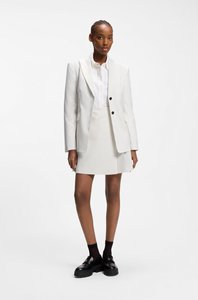 Traje de mujer blanco gris con rayas verticales, de un solo botón, con solapa de muesca y blazer entallado a medida - Product Image 2