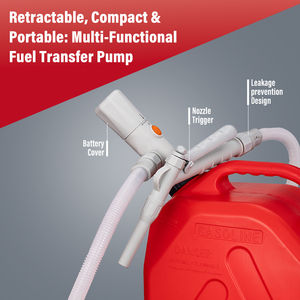 Tuyau d'admission rétractable portable en plastique FCC ATEX, pompe à carburant auto-amorçante, débit de 3,8 gallons/minute pour le remplissage de carburant - Product Image 3