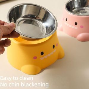 Bol pour nourriture/eau pour chat et chien en acier inoxydable, design ergonomique, bol amovible, antidérapant, utilisation en extérieur/en intérieur, style mignon - Product Image 2