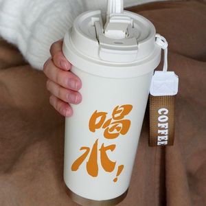 Stainless Steel Tumbler 316 <b>Coffee</b> Cup Portable Travel Water <b>Bottle</b> With Strap Word Design - Product Image 4