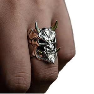 Anneau de crâne de colère d'horreur pour hommes Vintage gothique Punk Biker squelette anneau Halloween fête <span class=keywords><strong>bijoux</strong></span> et cadeaux de mariage en alliage - Product Image 1