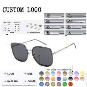 Oversized Square Sunglasses Polarized UV400 Metal Frame Gray Lenses Unisex Fashion <b>Eyewear</b> for Outdoor Daily Wear - Product Image 2