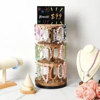 Étagère d'arbre à bijoux ronde en bois à un étage rotative à 360 ° personnalisée Organisateur de maison pour l'affichage des bracelets et des outils