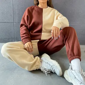 Top 10 des fabricants de vêtements, ensemble deux pièces personnalisé pour femmes, sweat-shirt bicolore et pantalon de survêtement