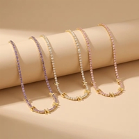 Collar de cadena de tenis chapado en oro y cobre con nombre personalizado, estilo vintage, con circonitas, regalo para fiesta de mujer, ideal para dropshipping.