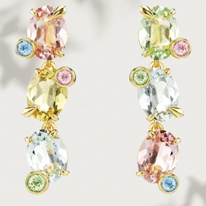 Venta caliente estilo europeo y americano <span class=keywords><strong>Magar</strong></span> Rainbow Candy Powder Jewelry Set para damas-Crystal-Shimmering Colorful Gift - Product Image 6