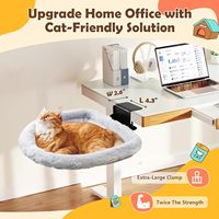 Lit de bureau pour chat amovible et lavable, stable, avec pince robuste, design hamac et fausse fourrure de lapin pour un confort optimal à la maison ou au bureau