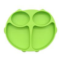 Ensemble d'alimentation pour bébé en silicone, écologique, sans BPA, assiette à ventouse divisée en forme de hibou, bol à ventouse à forte adhérence anti-fuite pour nourrissons et tout-petits