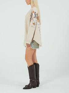 Femmes élégante broderie florale veste personnalisée printemps été Collection ample ajusté goutte épaule coton respirant manteau - Product Image 4