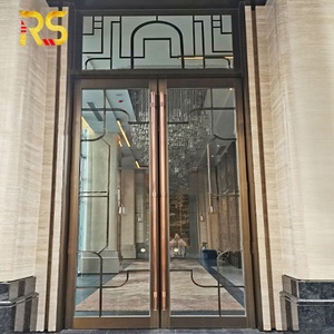 Diseño de corte por láser de estilo árabe, <span class=keywords><strong>puerta</strong></span> de entrada principal de vidrio comercial de acero inoxidable 304, <span class=keywords><strong>puerta</strong></span> de vidrio para vestíbulo de Hotel para restaurante - Product Image 5