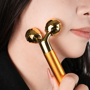 Logotipo personalizado 2 en 1 Energía eléctrica Vibración 24K Oro Barra de belleza Rodillo de masaje facial 3D para estiramiento facial Antienvejecimiento - Product Image 6