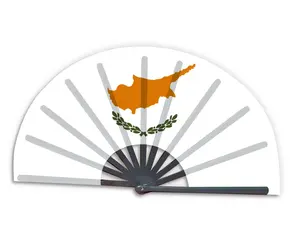 折叠纸涤纶竹子定制塞浦路斯国旗手扇