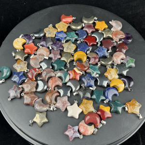 Gemischter Edelstein anhänger Natur kristall Handwerk Amethyst Mond und Stern Anhänger für Heil geschenk - Product Image 4