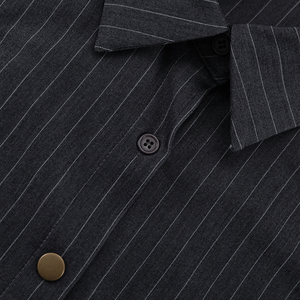 Completo Casual a Due Pezzi con Bottoni Grigio Scuro a Righe, Set con Pantaloni a Gamba Larga e Camicia per <span class=keywords><strong>Donna</strong></span> - Product Image 6