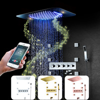 Ensemble de robinet de douche de pluie de luxe système de douche thermostatique ensemble de douche de musique LED avec Jets de corps