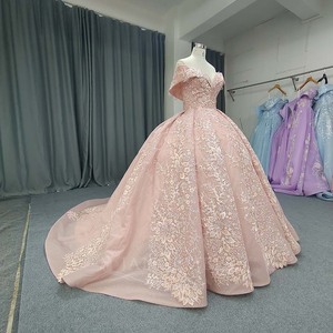 Vestido de Quinceañera Lsany233, Vestido de Fiesta de Cumpleaños para Niñas, Cuello en V, Encaje, Flores, Princesa, Rosa, Talla Grande - Product Image 5
