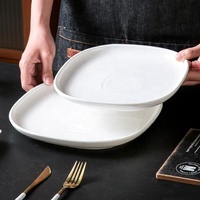 Assiette en céramique blanche carrée moderne, minimaliste, pour steak, riz, apéritif, dessert, passe au micro-ondes, hôtel, restaurant, maison, banquet