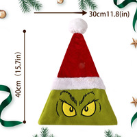 Gorro de Santa Claus de Peluche Estilo Grinch de JIN PENG para Adultos y Niños, Regalo para Fiestas de Disfraces Navideños