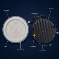 Projecteur LED UFO à haut rendement 240W, homologué ETL, IP65, 100-277V, 3 températures de couleur (3000K/5000K/6000K) lumière du jour, 32400LM, pour entrepôt