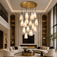 Lustre artistique personnalisé en albâtre, grande suspension lumineuse pour hall d'hôtel, villa, atrium, escalier, éclairage intérieur
