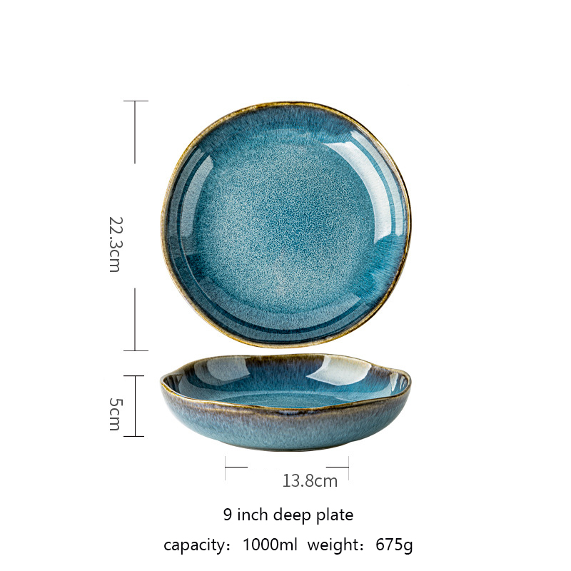 Plato azul de 9 pulgadas