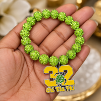 Elegante Pulsera Elástica Ajustable con Cuentas para Mujer, Sorority Est. 1932, Letra Griega Chi Eta Phi, Joyería para Mujer, Regalos