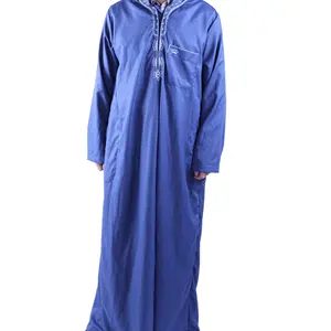 שמלה מסורתית תימנית רקמה חדשה כפתור חלוק גברים שרוול קצר / מרוקו מזרח תיכון חלוק ביגוד מוסלמי