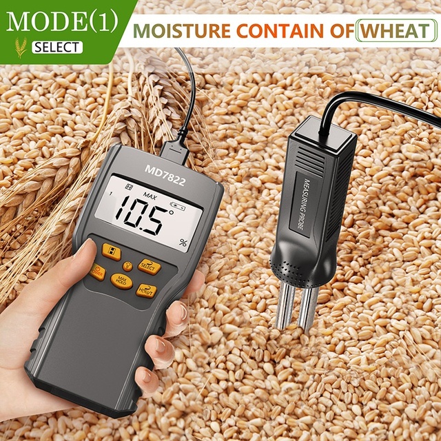 Digital Portable Grain Moisture Meter Cereal Analyzer for Wheat Corn Paddy Rice Coffee Bean Cocoa Bean Moisture Detector
