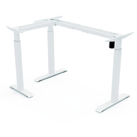 NANDI – Piétement de bureau d'angle ergonomique moderne en L, motorisé et extensible, réglable en hauteur, avec pieds en métal et plateau en composite pour villa
