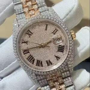 Montre de luxe pour homme sertie de diamants, avec diamants de moissanite brillants, ronde, en acier inoxydable, collection sport hip hop, mouvement ETA, alarme - Product Image 5