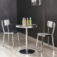 Ensemble table et chaises de restaurant BILIDO, base en acier inoxydable moderne, pour usage hôtelier