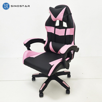 Chaise de jeu pour ordinateur PC ergonomique en cuir PU confortable avec pivot à 360 degrés, hauteur réglable, base en nylon
