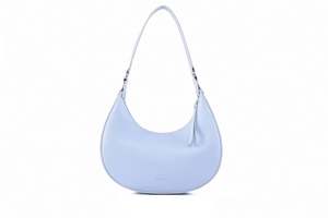Sac bandoulière pour femme en cuir véritable, couleur unie, modèle demi-lune, tendance de la mode, style hobo avec fermeture éclair, prix de - Product Image 6
