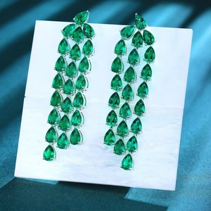 Pendientes Largos de Cadena de Tenis Clásicos de Moda Chapados en Oro Blanco de 14K con Borlas de Diamantes Cultivados en Laboratorio para Mujer - Product Image 2