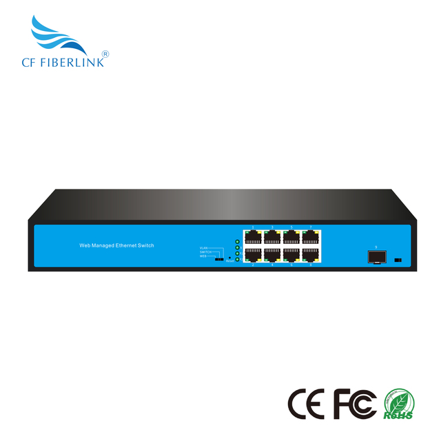 8-port Gigabit Network Management Enterprise PoE Switch, 1 SFP Interface Steel Shell RSTP Ring Network 4K VLAN